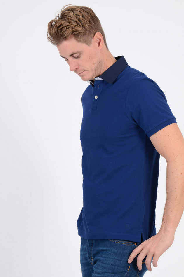 Hackett London Poloshirt mit dunkelblauem Kragen in Blau