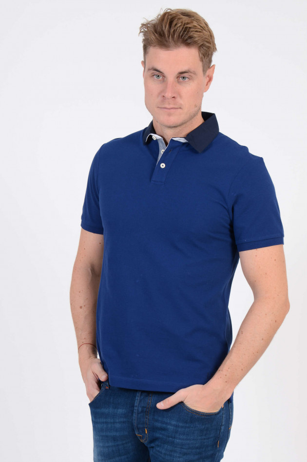 Hackett London Poloshirt mit dunkelblauem Kragen in Blau