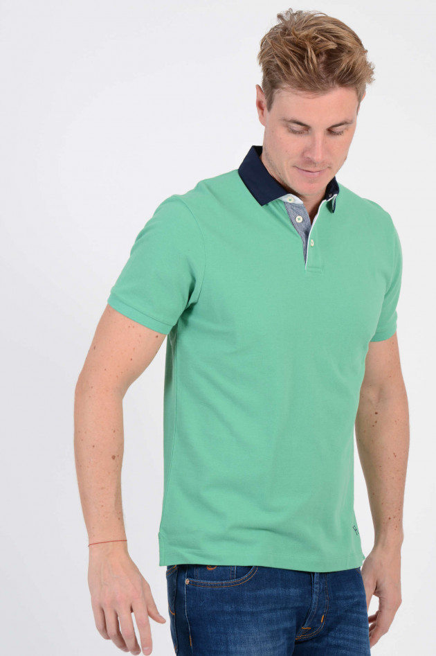 Hackett London Poloshirt mit dunkelblauem Kragen in Grün