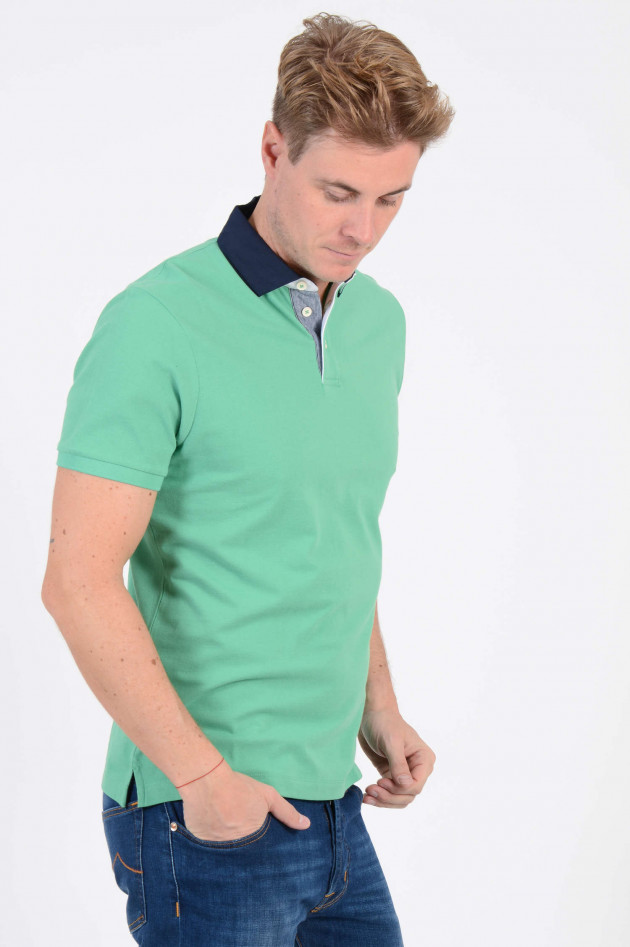 Hackett London Poloshirt mit dunkelblauem Kragen in Grün