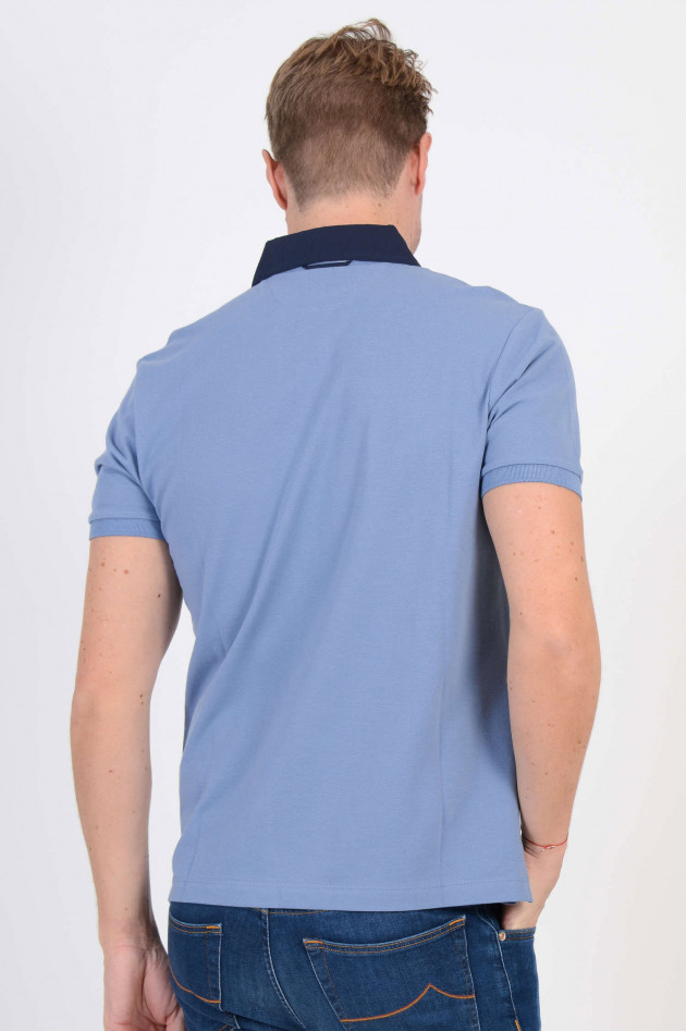 Hackett London Poloshirt mit dunkelblauem Kragen in Hellblau