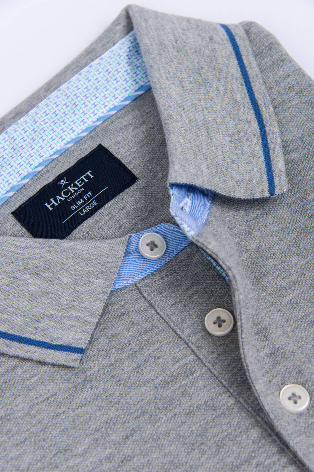 Hackett London Poloshirt mit Kontraststreifen in Grau