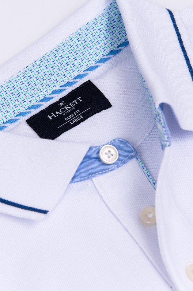 Hackett London Poloshirt mit Kontraststreifen in Weiß