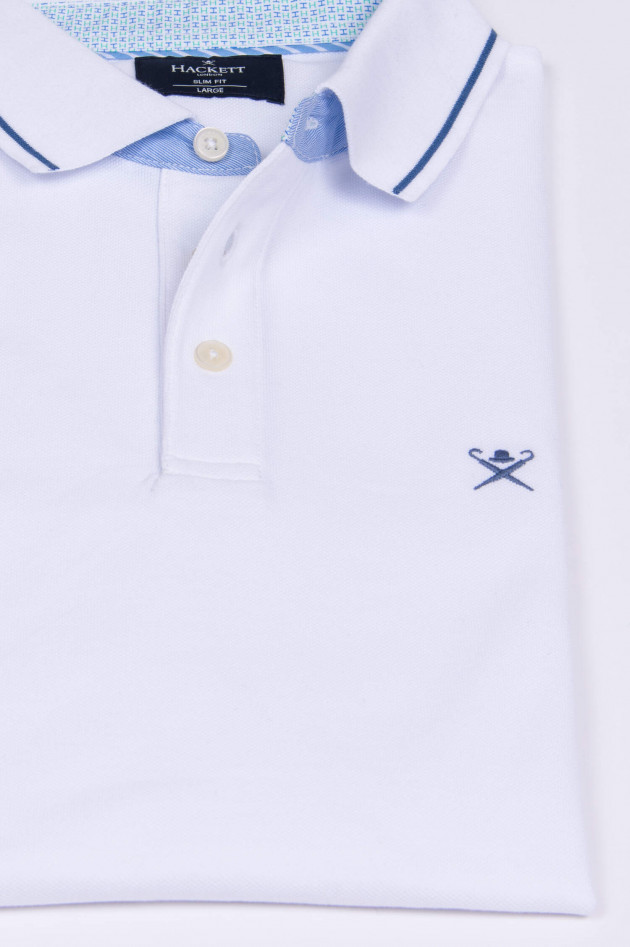 Hackett London Poloshirt mit Kontraststreifen in Weiß