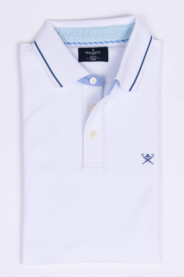 Hackett London Poloshirt mit Kontraststreifen in Weiß