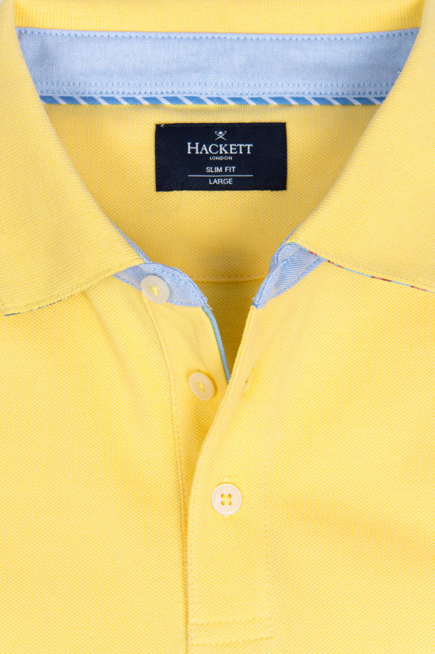 Hackett London Poloshirt mit dezentem Korallenmuster in Gelb