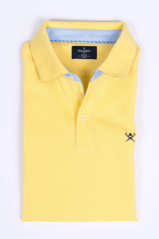 Hackett London Poloshirt mit dezentem Korallenmuster in Gelb