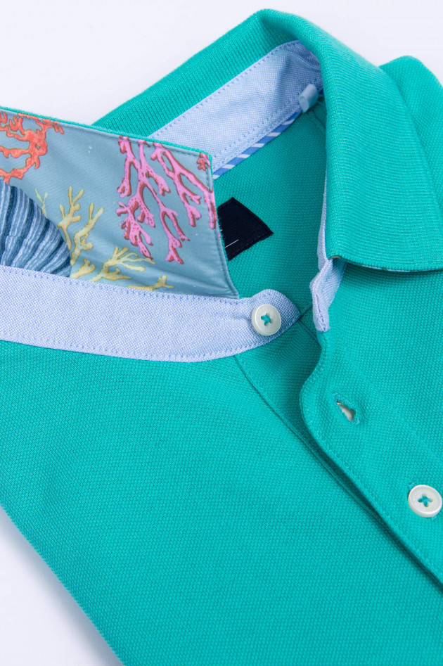 Hackett London Poloshirt mit dezentem Korallenmuster in Mint