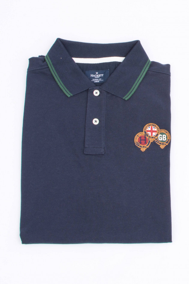 Hackett London Polo-Shirt mit englischen Stickerein in Navy
