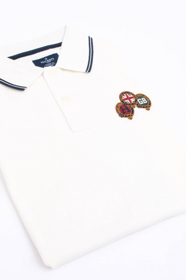 Hackett London Polo-Shirt mit englischen Stickerein in Weiß