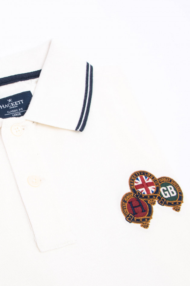 Hackett London Polo-Shirt mit englischen Stickerein in Weiß