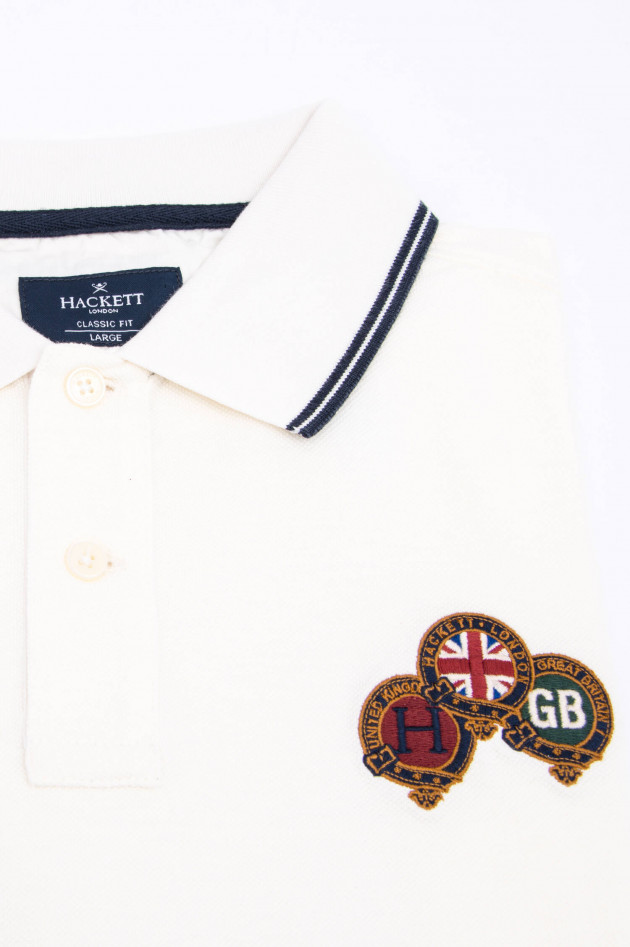 Hackett London Polo-Shirt mit englischen Stickerein in Weiß