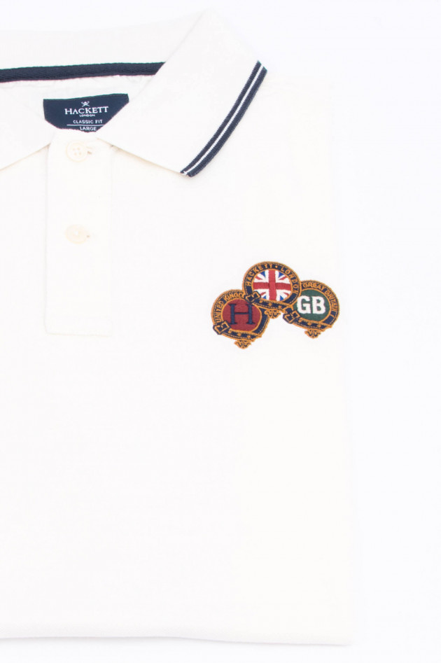 Hackett London Polo-Shirt mit englischen Stickerein in Weiß
