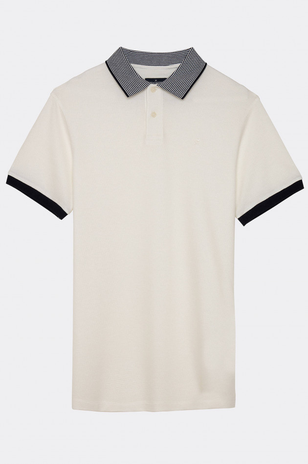 Hackett London Poloshirt mit Streifen-Kragen in Weiß/Navy