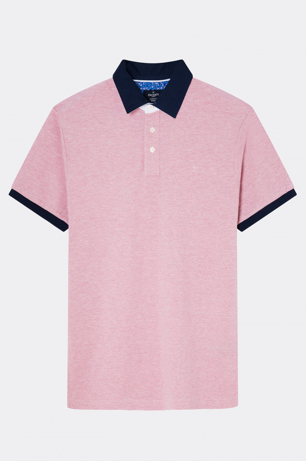 Hackett London Poloshirt mit Kontrastkragen in Rosa