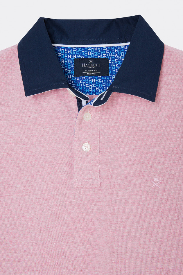 Hackett London Poloshirt mit Kontrastkragen in Rosa