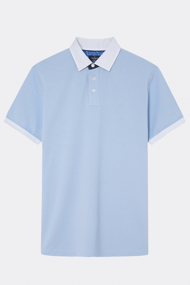 Hackett London Poloshirt mit Kontrastkragen in Hellblau