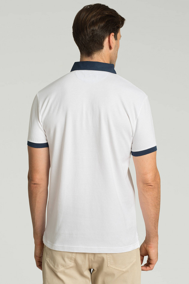 Hackett London Poloshirt mit Kontrastkragen in Weiß