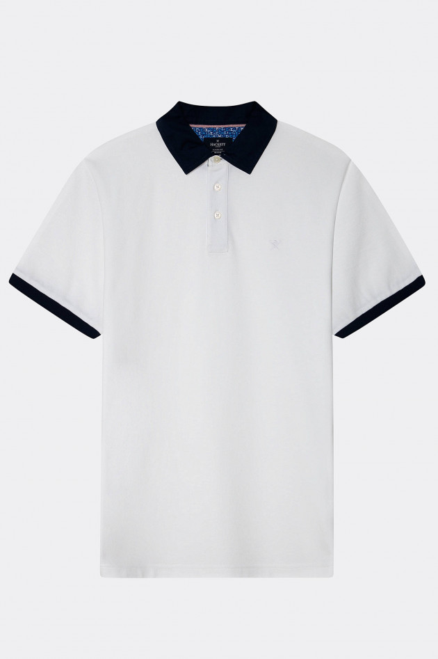 Hackett London Poloshirt mit Kontrastkragen in Weiß