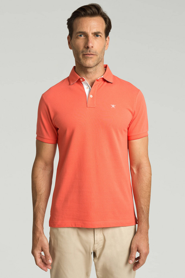 Hackett London Poloshirt mit Korallenmuster-Details in Koralle