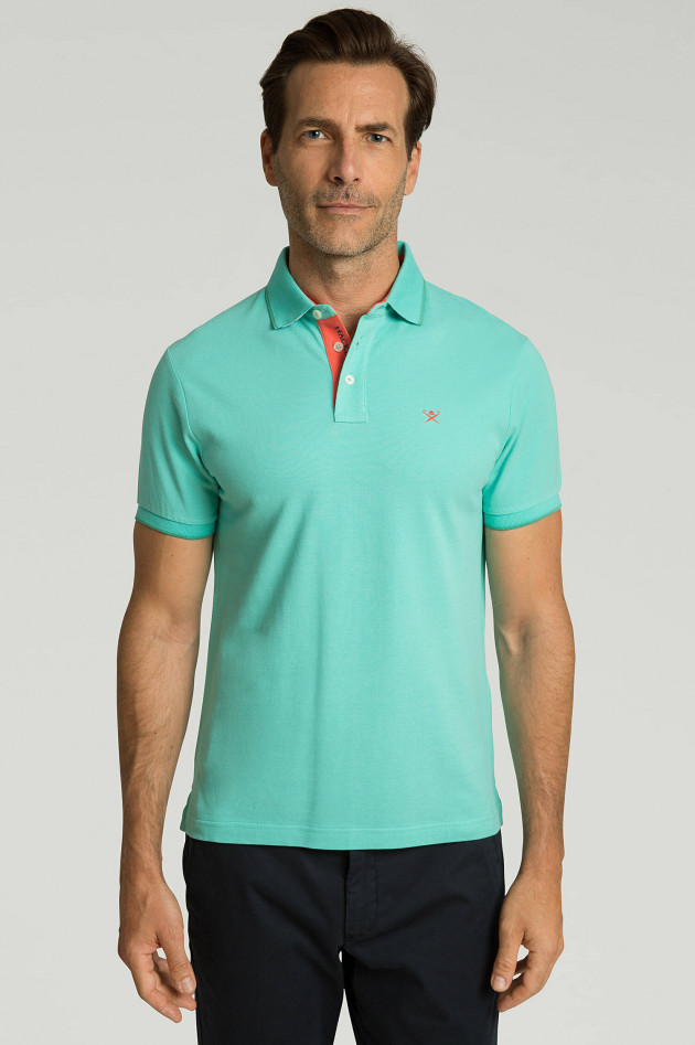 Hackett London Poloshirt mit Korallenmuster-Details in Mint