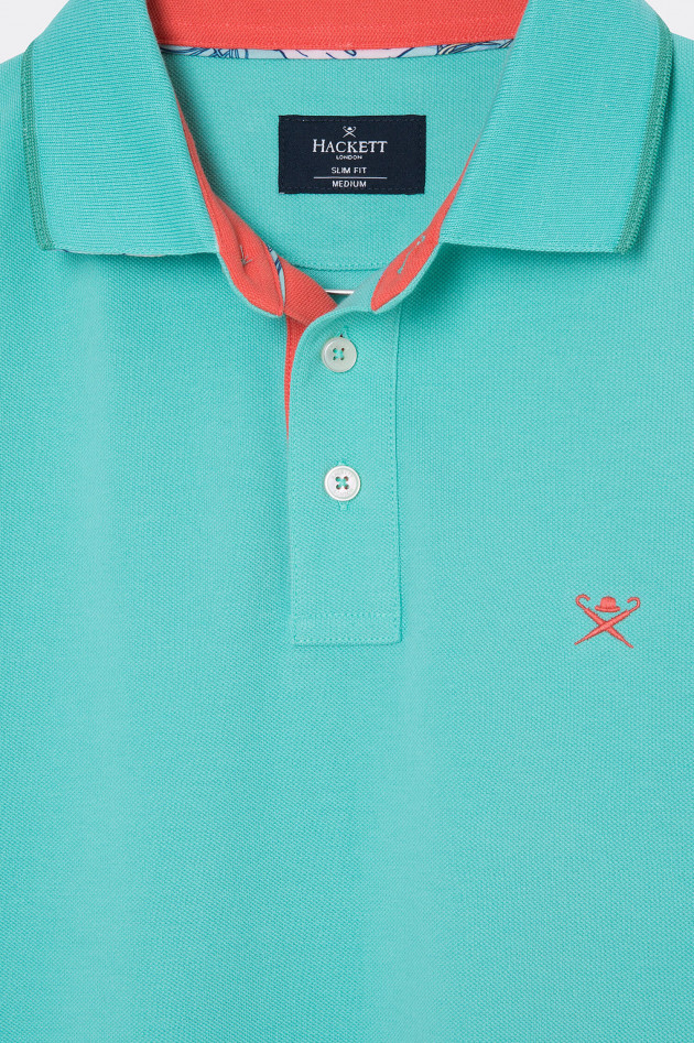 Hackett London Poloshirt mit Korallenmuster-Details in Mint