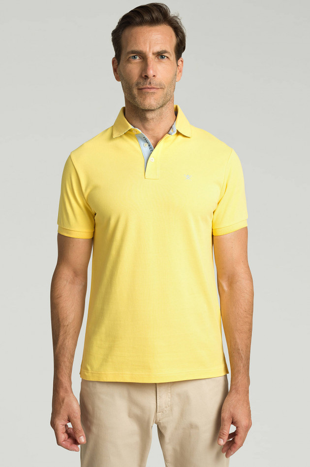 Hackett London Poloshirt mit Korallenmuster-Details in Gelb