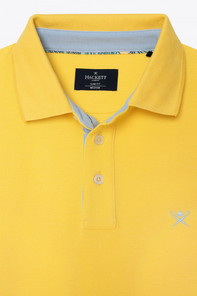 Hackett London Poloshirt mit Korallenmuster-Details in Gelb