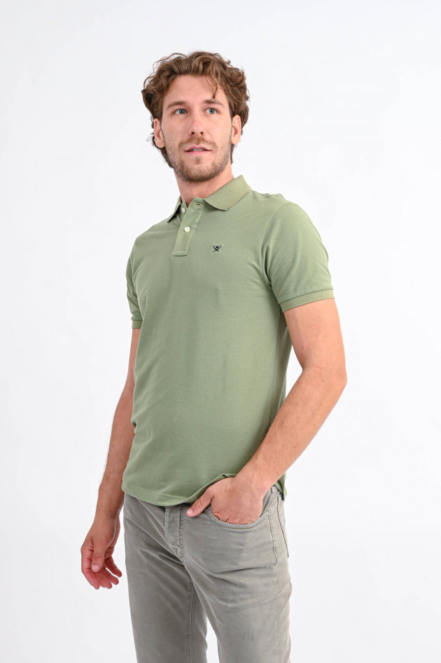 Hackett London Polo mit Logo-Stitching in Oliv