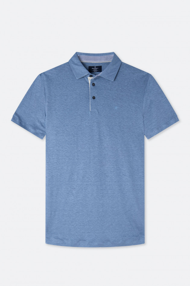 Hackett London Poloshirt aus Leinen in Mittelblau