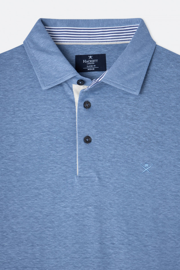 Hackett London Poloshirt aus Leinen in Mittelblau