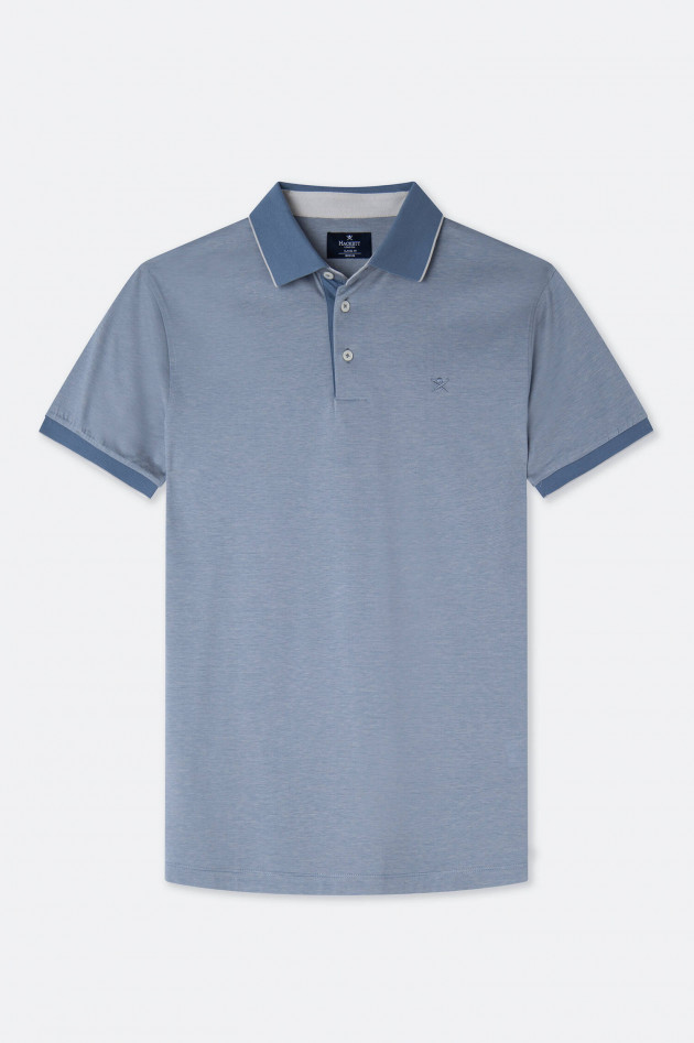 Hackett London Gestreiftes Jersey-Poloshirt in Mittelblau