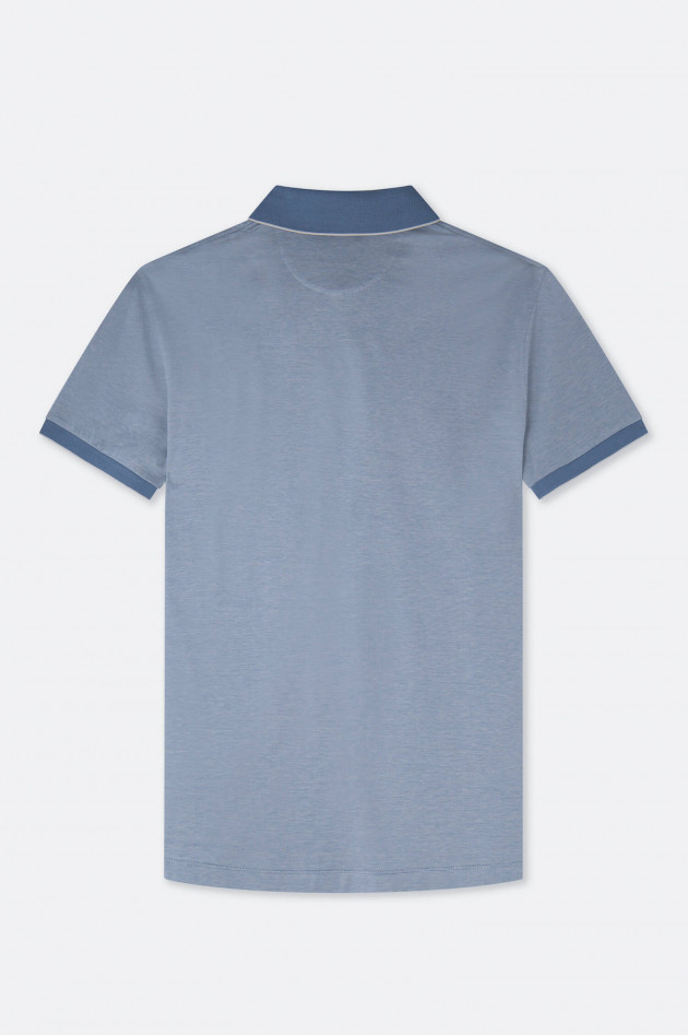 Hackett London Gestreiftes Jersey-Poloshirt in Mittelblau