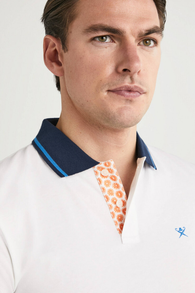 Hackett London Jersey-Poloshirt mit Kontrastkragen in Weiß