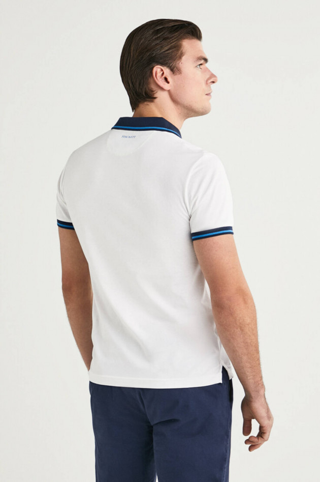 Hackett London Jersey-Poloshirt mit Kontrastkragen in Weiß
