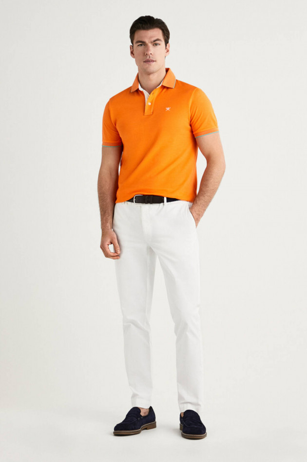 Hackett London Poloshirt mit dezentem Korallenmuster in Orange