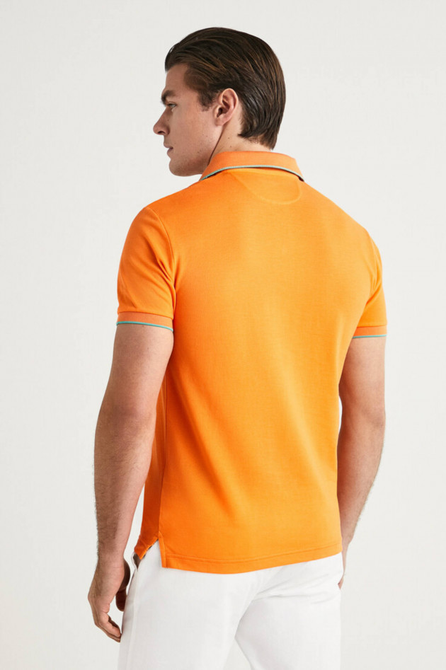 Hackett London Poloshirt mit dezentem Korallenmuster in Orange