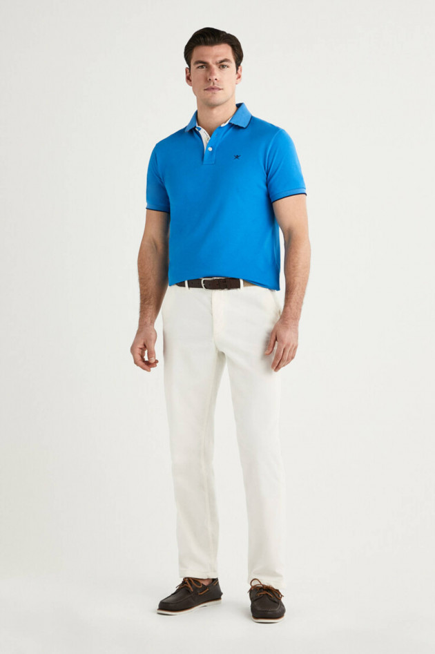 Hackett London Poloshirt mit dezentem Korallenmuster in Blau