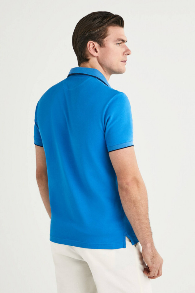 Hackett London Poloshirt mit dezentem Korallenmuster in Blau