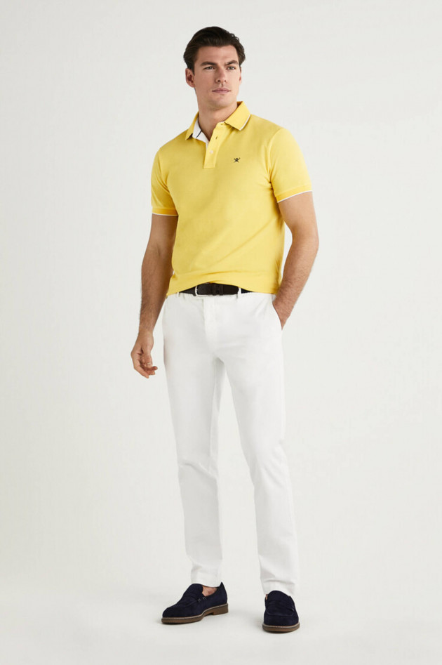 Hackett London Poloshirt mit dezentem Korallenmuster in Gelb