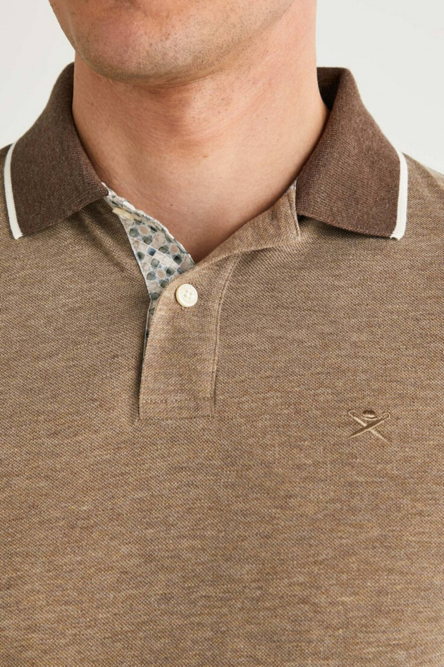 Hackett London Poloshirt mit Kontrastkrgen in Braun