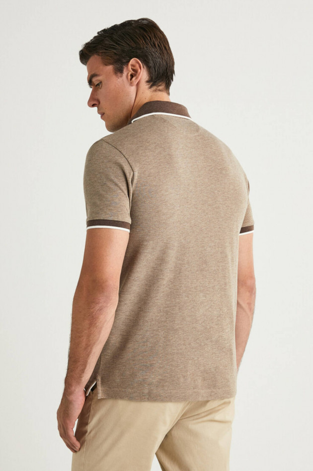 Hackett London Poloshirt mit Kontrastkrgen in Braun