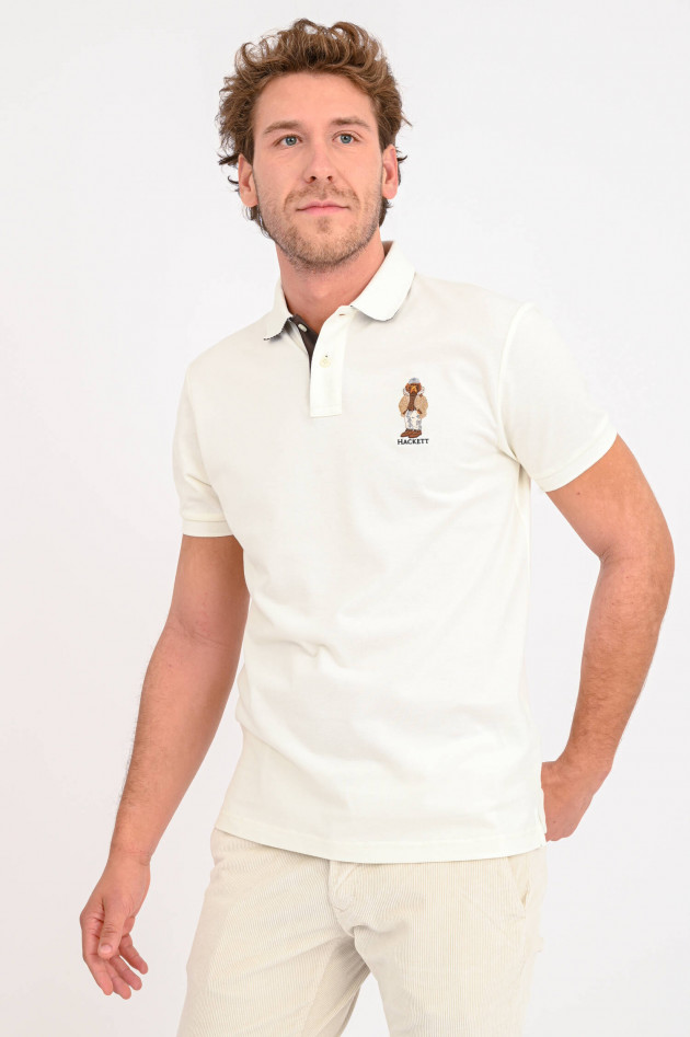 Hackett London Kurzarm Polo mit Stitching in Creme