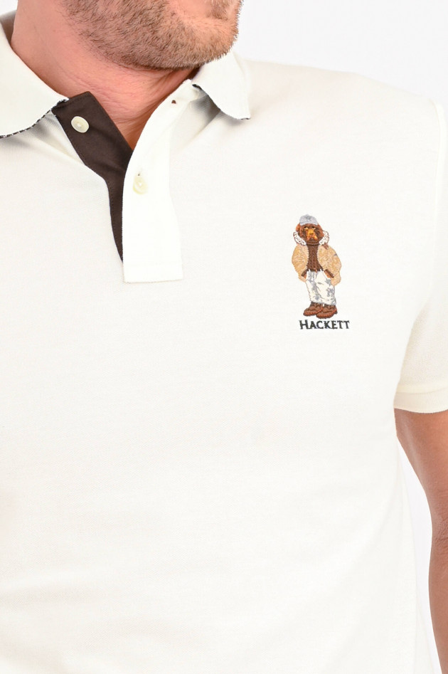 Hackett London Kurzarm Polo mit Stitching in Creme