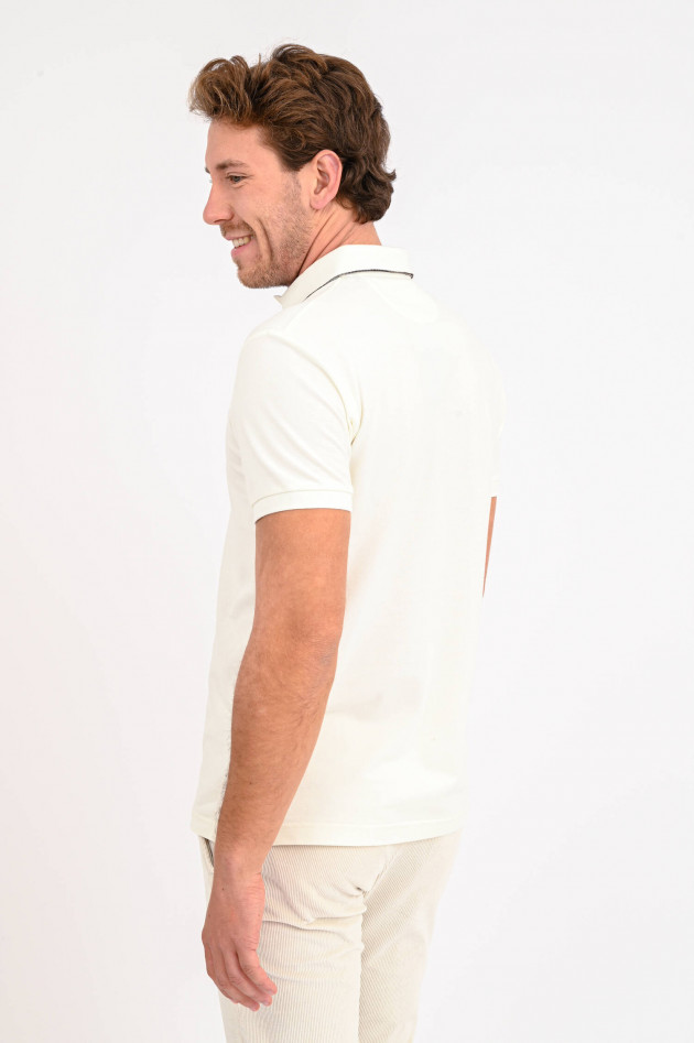 Hackett London Kurzarm Polo mit Stitching in Creme