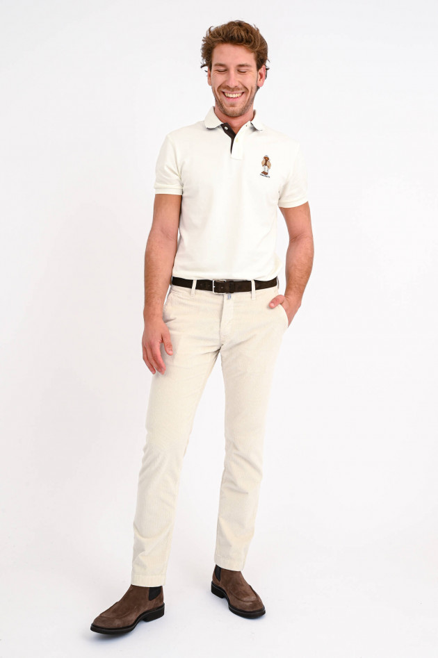 Hackett London Kurzarm Polo mit Stitching in Creme