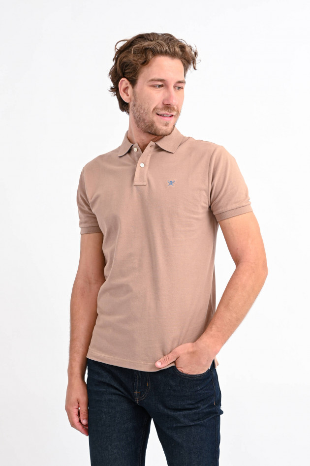 Hackett London Polo mit Logo-Stitching in Haselnuss