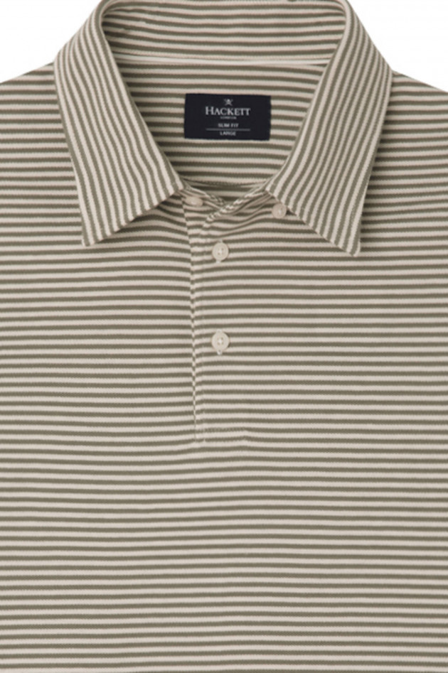 Hackett London Poloshirt mit Streifen in Khaki