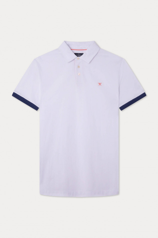 Hackett London Poloshirt mit Kontraststreifen in Weiß