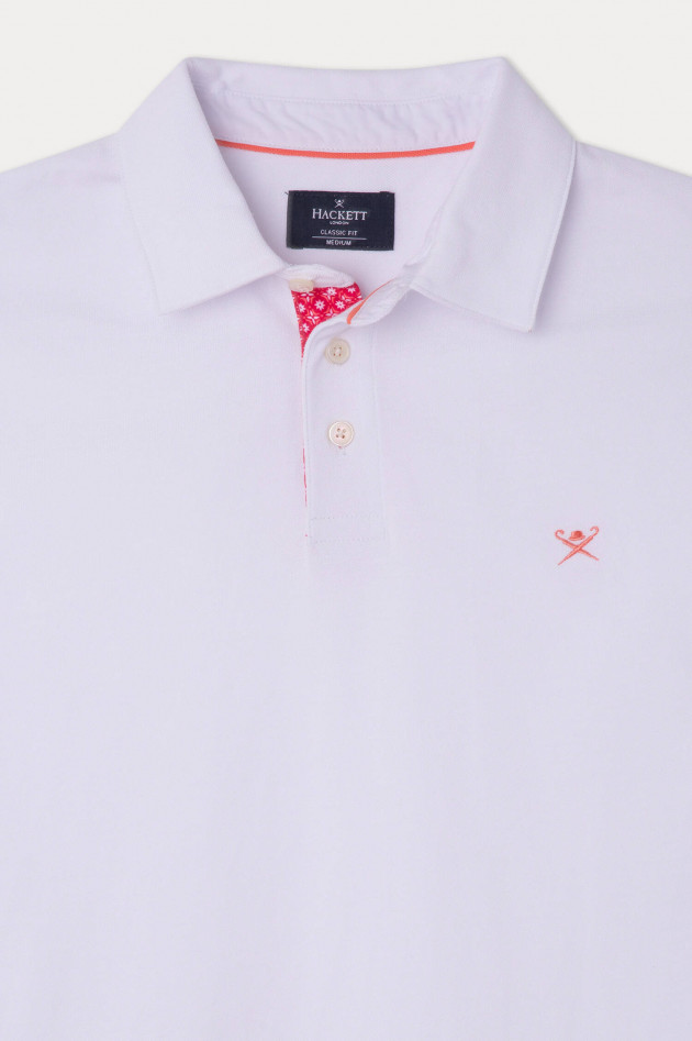 Hackett London Poloshirt mit Kontraststreifen in Weiß